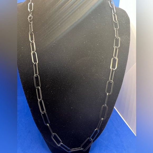 Stainless Steel Paperclip Style Necklace - Black - Picture 5 of 7